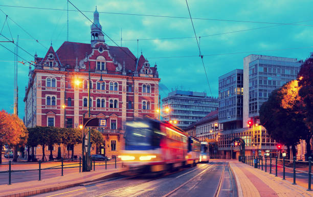 Szeged streets in night lights