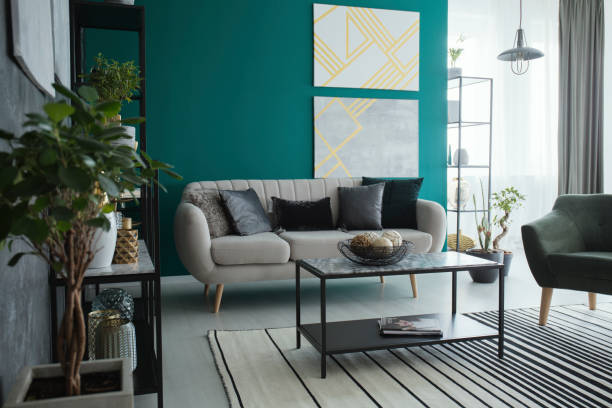 istock Spacious green living room interior 944647600