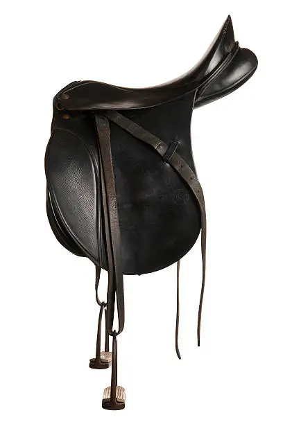 Photo of old black saddle