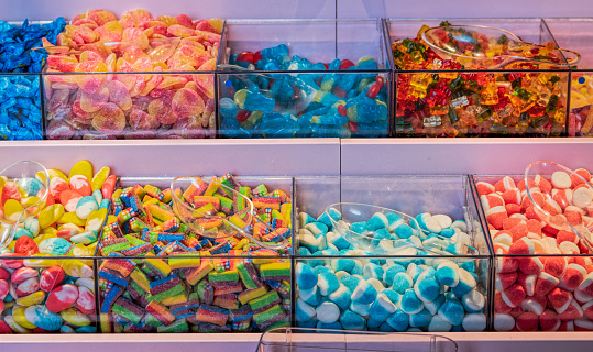 Multi colored sweet food in store