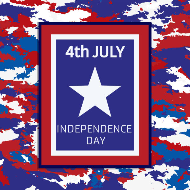 Banner camouflage independence day of America American independence day camouflage greeting card-vector illustration. red camouflage pattern stock illustrations