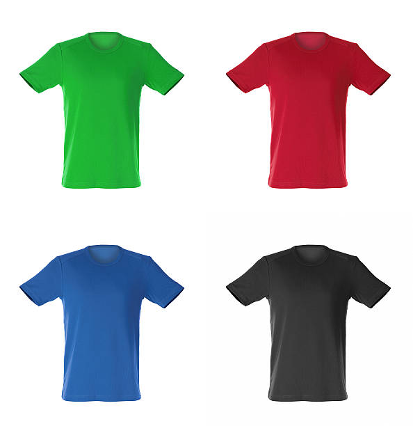 quattro isolati t-shirt - green t shirt foto e immagini stock