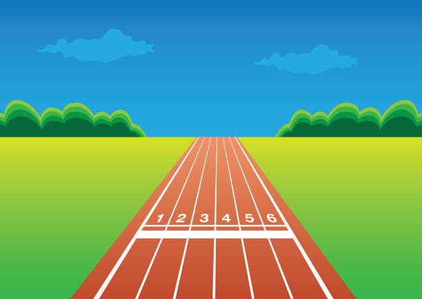ilustrações de stock, clip art, desenhos animados e ícones de running race track - running track