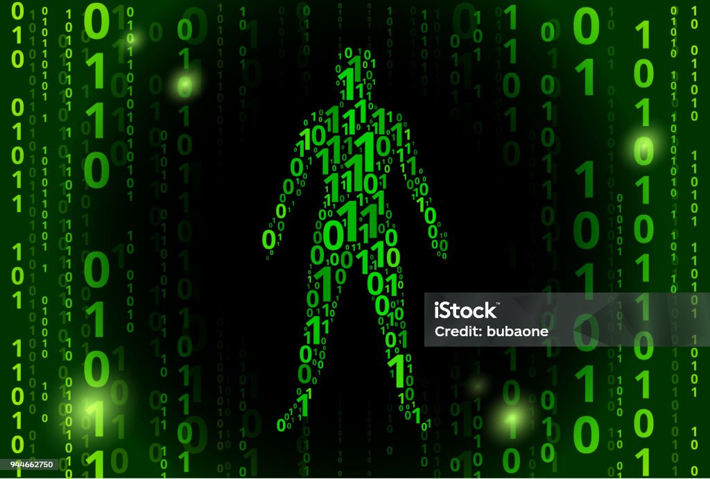 Human Body Binary Code Vector Pattern Background Stock Illustration ...