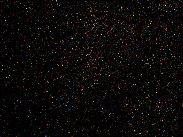istock Colorful round confetti isolated on black background. Dust overlay distress grain. Colorful paint splatter , poster for your design. Hand drawing illustration 944671790