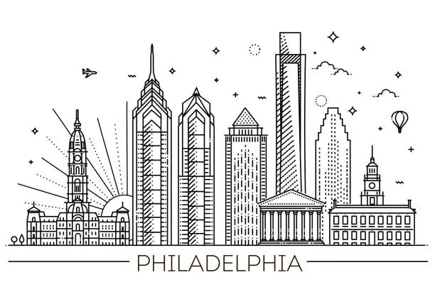 Vector illustration of Philadelphia. Pennsylvania USA. Skyline with panorama