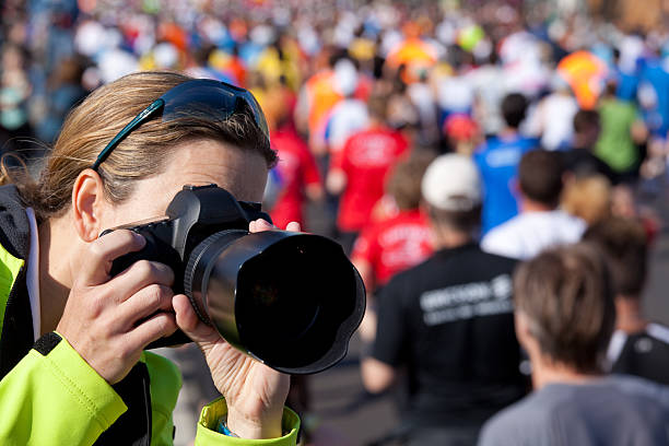 여성 사진작가, 마라톤 - 스포츠 사진작가 뉴스 사진 이미지