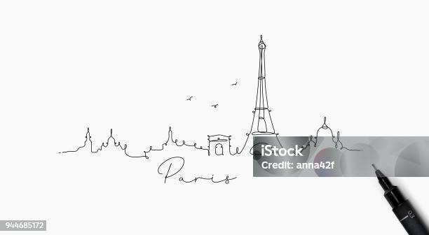 Ligne De Stylo Silhouette Paris Vecteurs libres de droits et plus d'images vectorielles de Paris - France - Paris - France, France, Horizon urbain