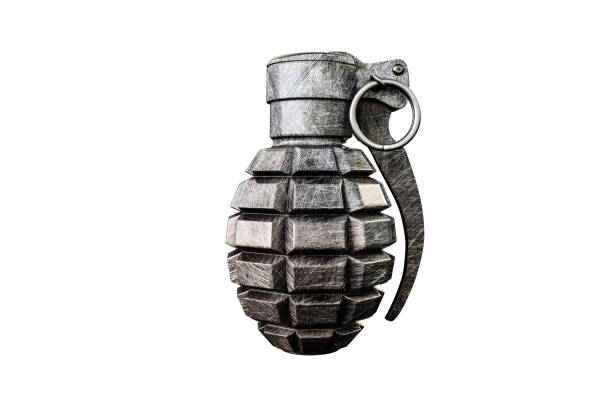 grenade isolé sur fond blanc - hand grenade explosive bomb war photos et images de collection