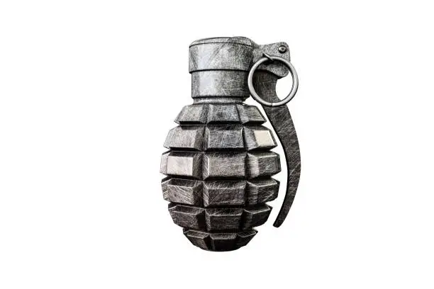 3d illustration of a grenade isolated on white background