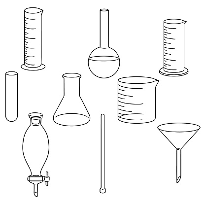 vector set of laboratory glassware