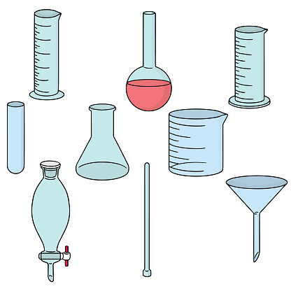 vector set of laboratory glassware