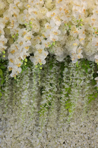 istock Green and white flower texture background for wedding scene 944691808