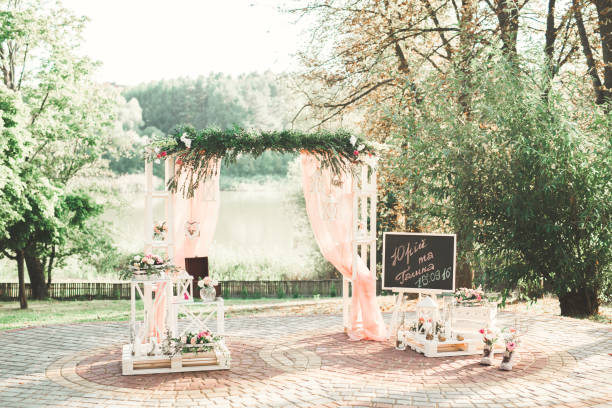 istock Decorations for the wedding ceremony. Beautiful flowers 944699198