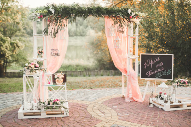 istock Decorations for the wedding ceremony. Beautiful flowers 944699592