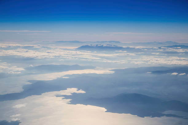 Aerial photography blue skyline with mountain landscape