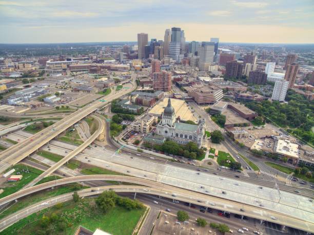 istock Minneapolis, Minnesota Skyline seen from above by Drone in Spring 944708064