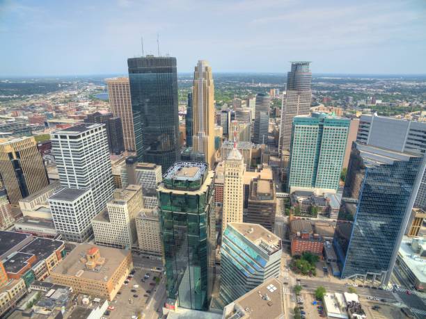 istock Minneapolis, Minnesota Skyline seen from above by Drone in Spring 944708116