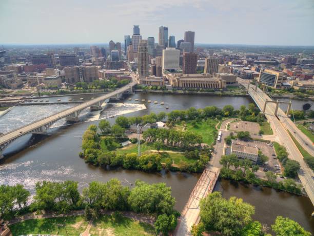 istock Minneapolis, Minnesota Skyline seen from above by Drone in Spring 944708178