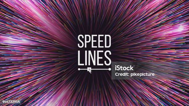 Abstract Speed Lines Vector Motion Effect Motion Background Glowing Neon Composition Illustration Stock Illustration - Download Image Now