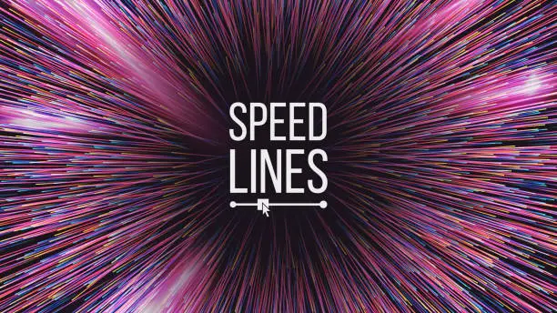 Vector illustration of Abstract Speed Lines Vector. Motion Effect. Motion Background. Glowing Neon Composition. Illustration