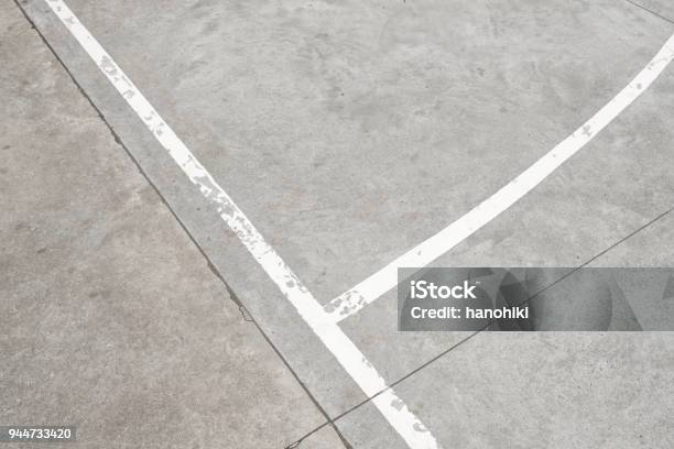 White Lines On Concrete Floor Vintage Sport Background Stock Photo - Download Image Now