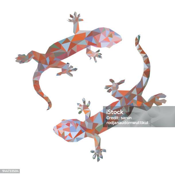 Gecko Back Design Low Poly Colorful Gecko With Rainbow Back Ground Animal Geometric ...