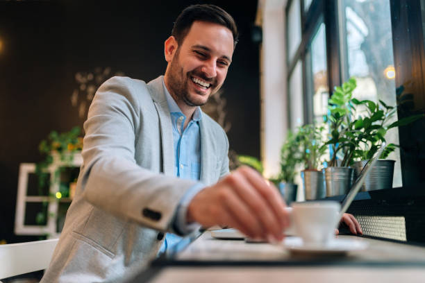 istock Entrepreneur enjoying a cup of coffee at a cafe. 944734202