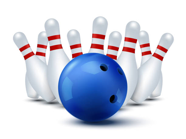 Bawling template isolated. Vector bowling ball and skittles Bawling template isolated. Bowling ball and skittles. Vector illustration bowling strike stock illustrations
