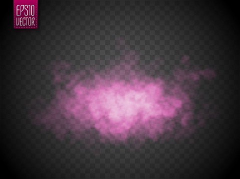 Pink color smoke isolated. Bright vector cloudiness, mist or smog background. Vector illustration