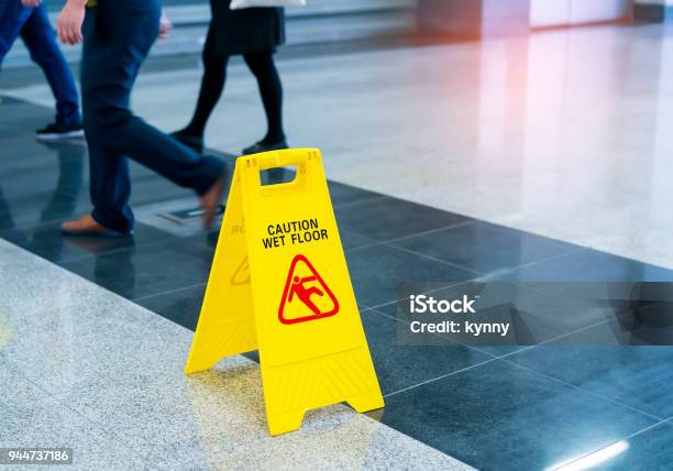 Caution Wet Floor Stock Photo - Download Image Now - Falling, Slippery, Flooring