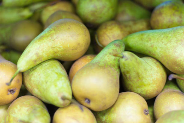 istock fresh pears varieties conference on display in the supermarket 944741644