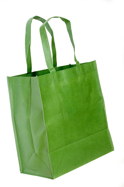 istock Green reusable shopping bag on white background 94474262