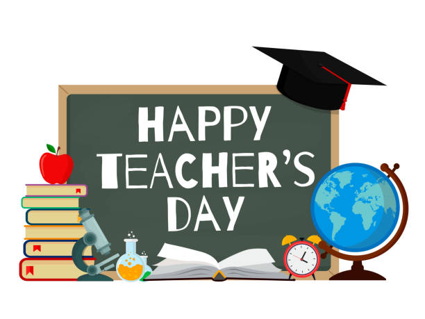 Happy Teacher's Day. Vector illustration web banner isolated on white background. EPS10. Happy Teacher's Day happy teacher day stock illustrations