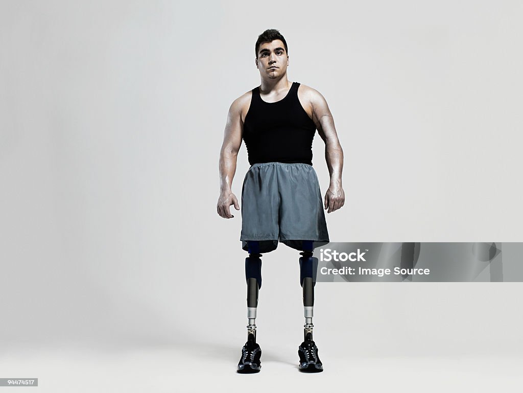 Man with prosthetic legs  Portrait Stock Photo