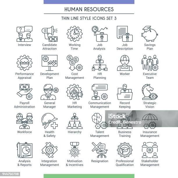 Icone Hr Sline Set 3 - Immagini vettoriali stock e altre immagini di Icona - Icona, Reparto assunzioni, Sicurezza sul posto di lavoro