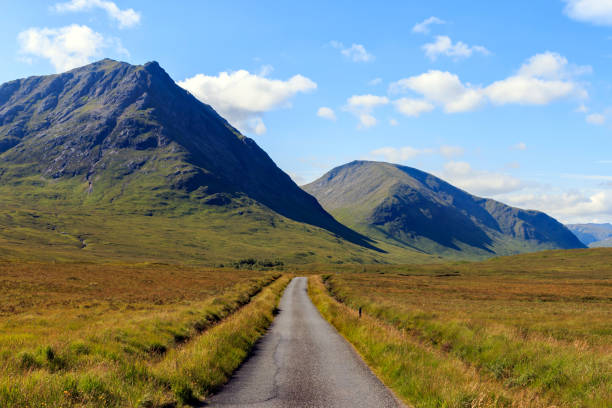 Road leading to Glen Etive and Loch Etive Scotland Road leading to Glen Etive and Loch Etive Scotland glen etive photos stock pictures, royalty-free photos & images
