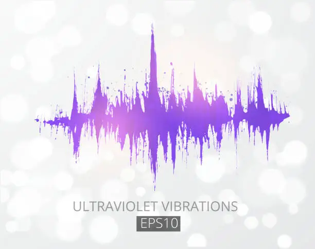 Vector illustration of Ultraviolet purple amplitude modulation. Spectrum analyzer, music equalizer, sound wave. Color of the year 2018