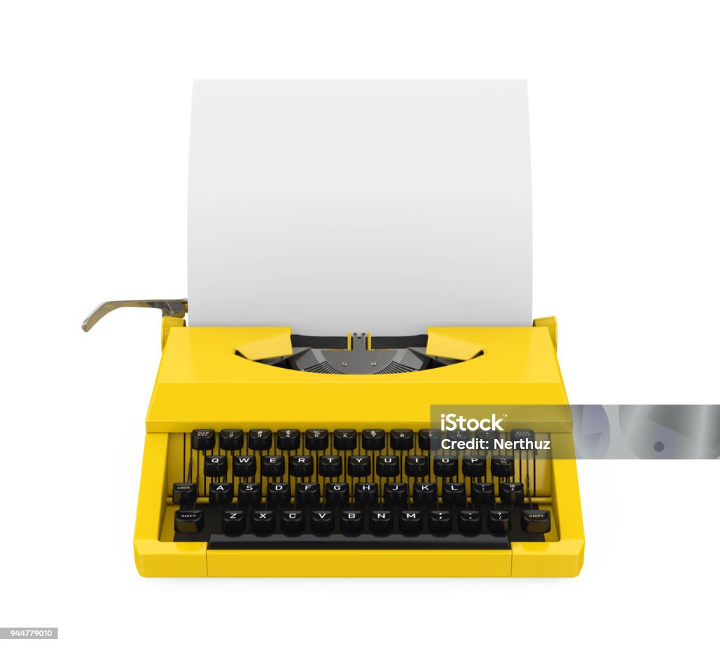 Vintage Typewriter Isolated Vintage Typewriter isolated on white background. 3D render Typewriter Stock Photo
