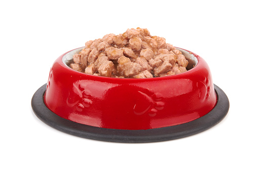 Pet food isolated on a white background