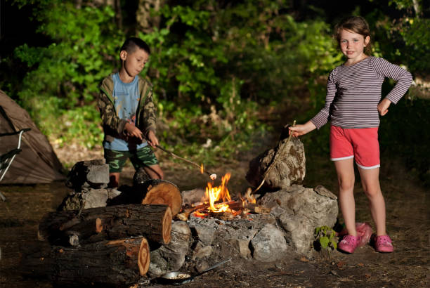 istock children play at the fire in the summer 944787088