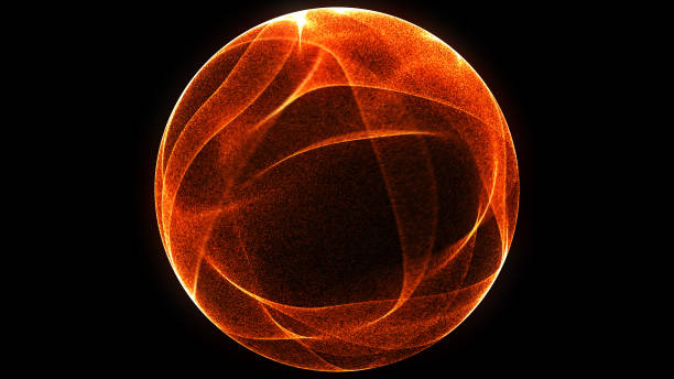 sfondo astratto onda digitale 3d di particelle incandescenti e wireframe. esplosione di particelle incandescenti. sfondo futuristico in stile tecnologico. - water fire circle ball foto e immagini stock