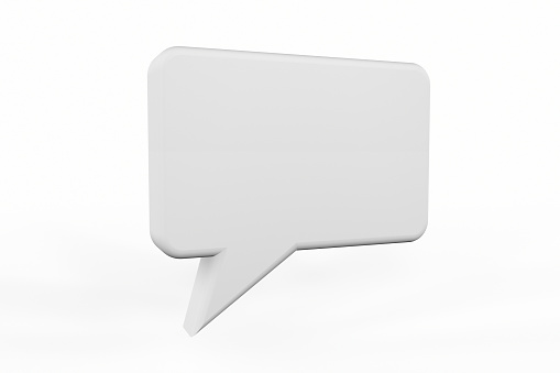 White and yellow speech bubble on background. Chat icon symbolic. Online message, Comment or communication concept. 3d render