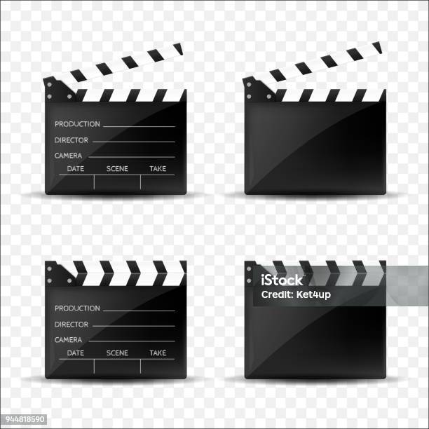 Cinema Clappers Set Isolated Vector Illustration Stock Illustration - Download Image Now - Film Slate, Movie, Clapping