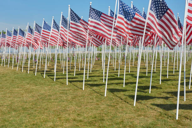 istock American Flags flown for Marine Corp. Week 944818702