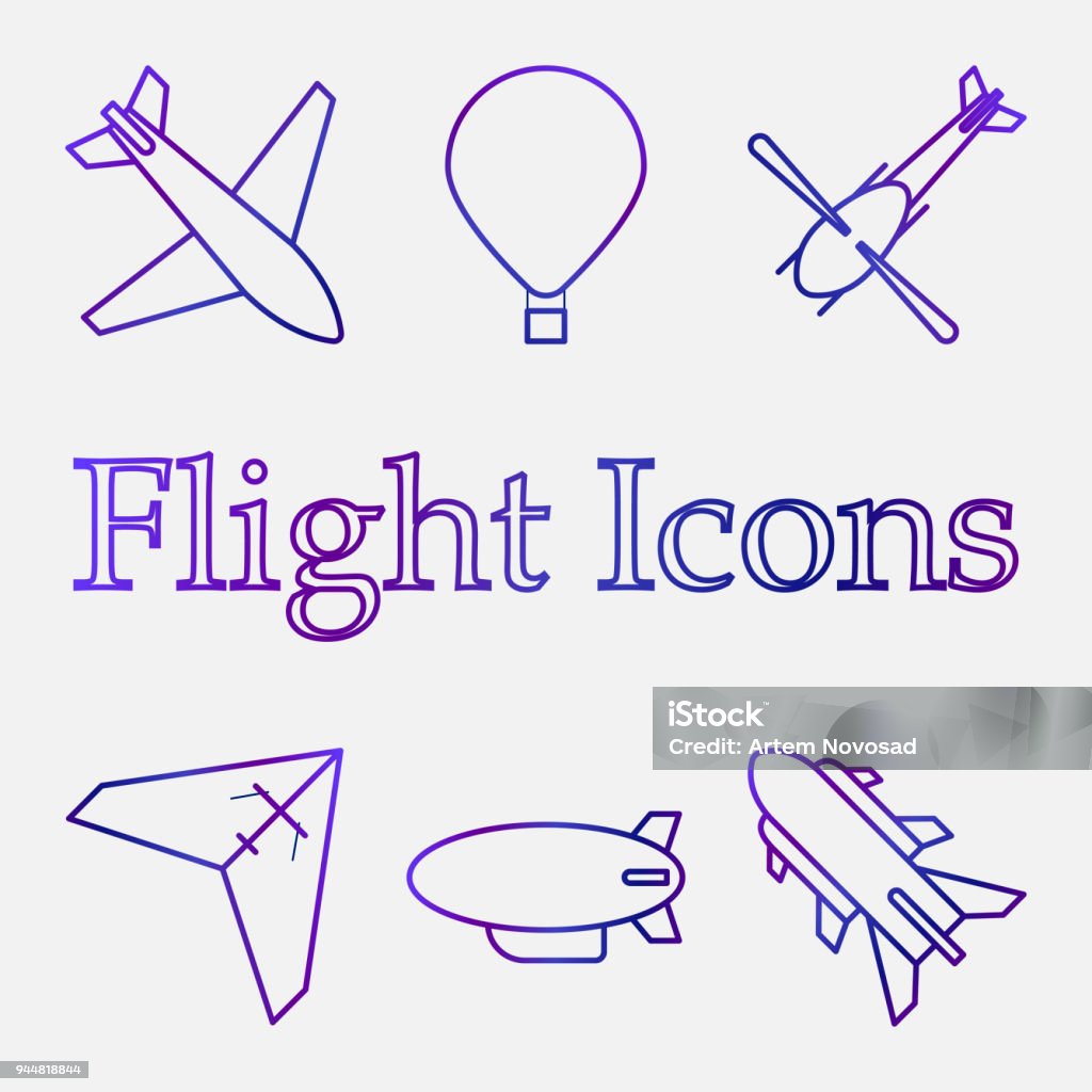 Color icons of air vehicles. Vector on white background Color icons of air vehicles. Vector on white background. Airplane stock vector