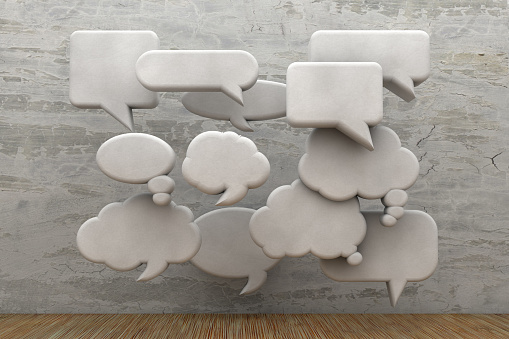 white cloud paper speech bubble shape against yellow background design