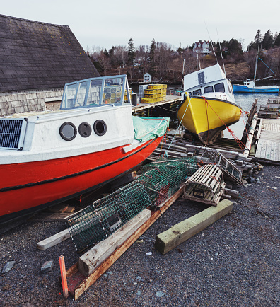 Nova Scotian fishing village wharf.