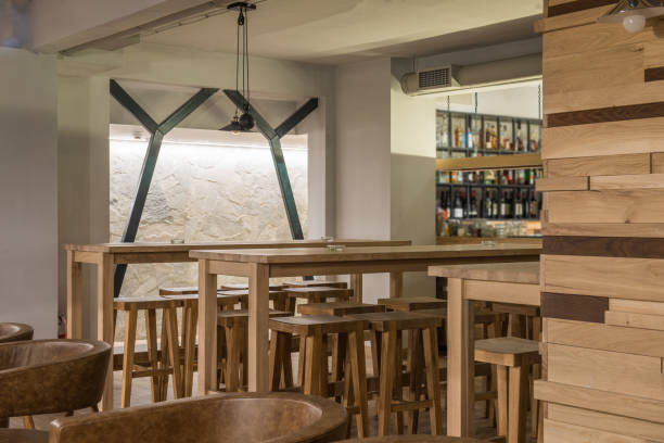 istock Bar restaurant in hotel lobby in wood 944826094