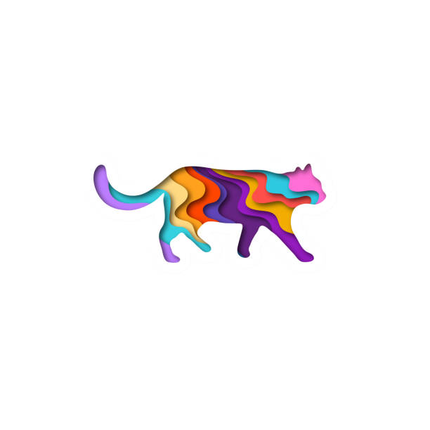 istock Paper cut shape cat 3D origami. Trendy concept fashion design. Vector illustration 944835156